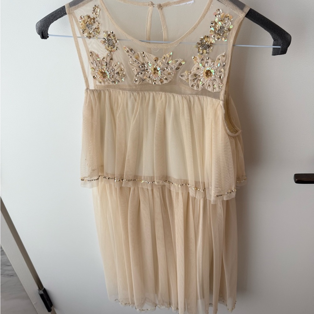 Elegant Cream Kids Dress with Embellishments